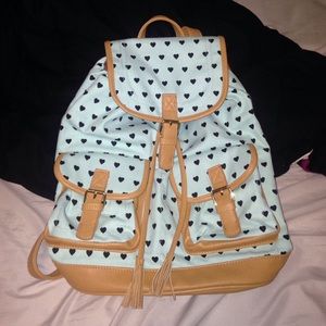 Mint green heart backpack
