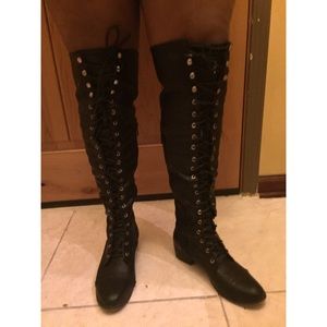 Lace up over the knee boots