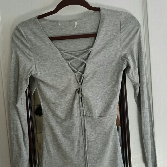 Woman' Grey Tie Cotton Top