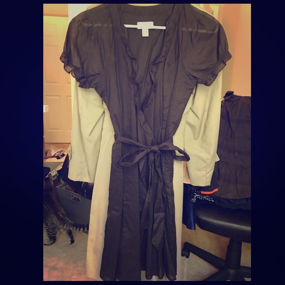 Loft Brown Wrap Around Dress w/ Tie 0