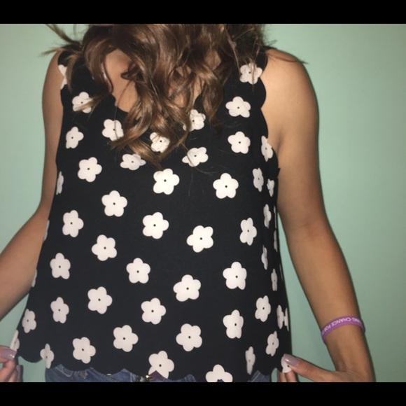 black flowered top