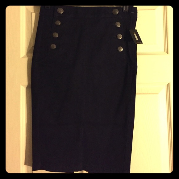 Denim pencil skirt