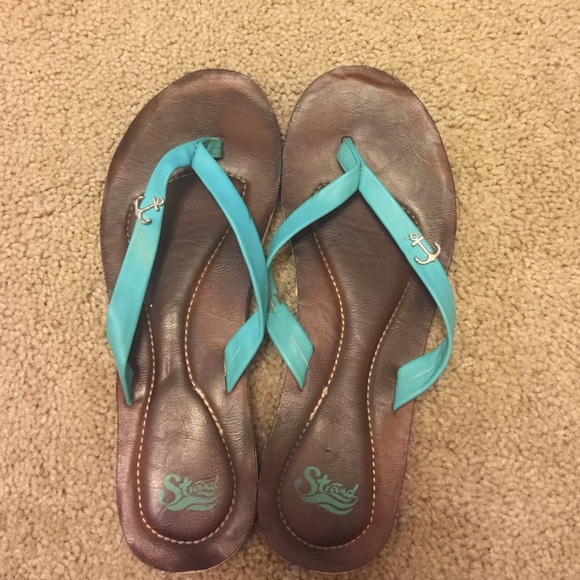 Teal Anchor Flip-Flops