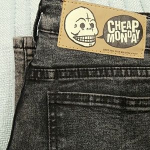 Cheap Monday skinny black acid wash jeans size 26