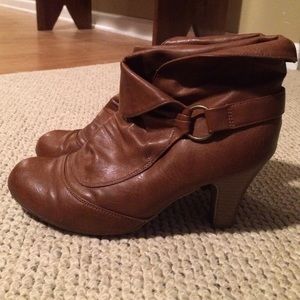 Brown heeled booties