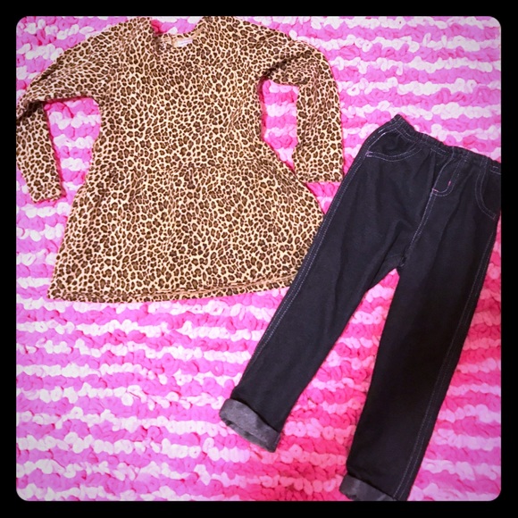 Carters cheetah top with dark denim jegging bundle