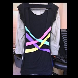 Black Body Con Dress w/ Strappy Neon Detail