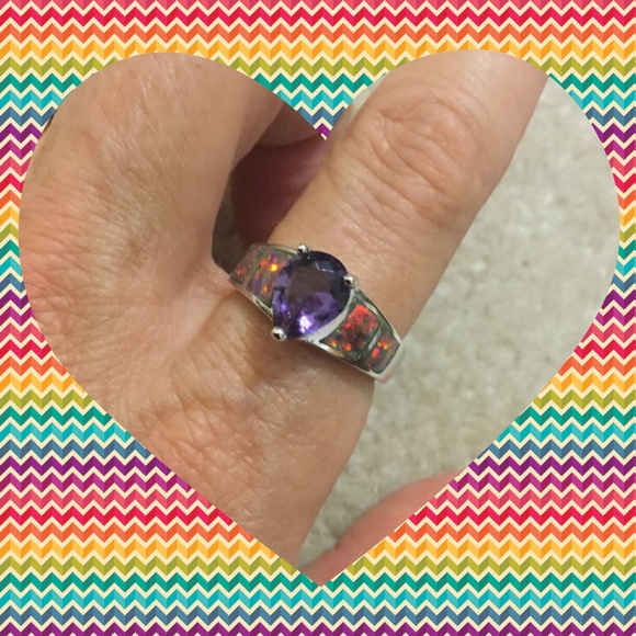 Sterling amethyst and fire opal ring. NWOT