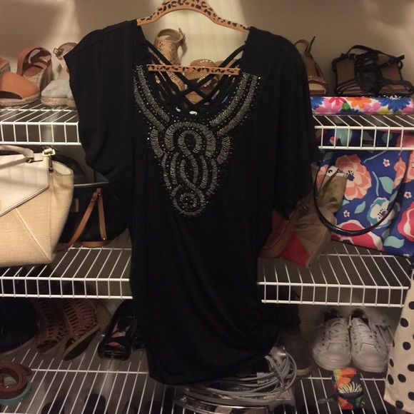 Black, cross cross tunic