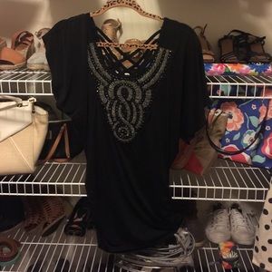 Black, cross cross tunic