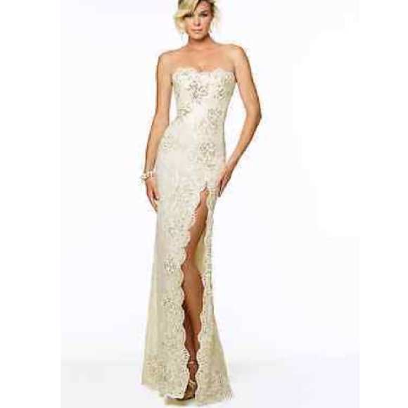 Mori Lee ivory champagne formal/wedding gown