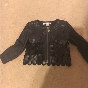 Toddler scalloped leather jacket