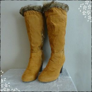 Brown Faux Suede Boots