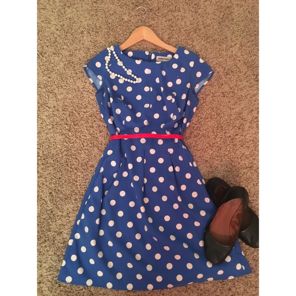 Blue & White Polka Dot Dress