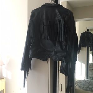 Fringe leather jacket