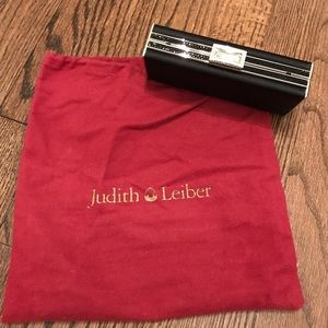 Judith Leiber satin clutch with Swarovski crystals