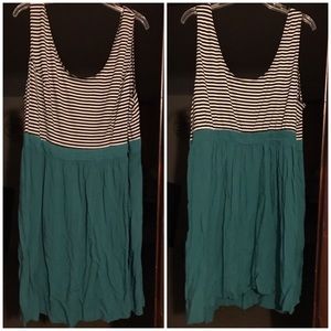 Teal, black and white stripe sundress, size 3
