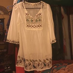 ⭐️NWOT White Beaded Tunic