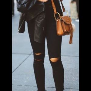 Juniors Black ripped skinny jeans medium rise