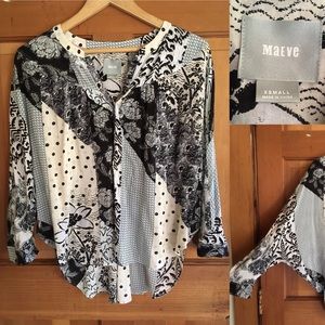 Anthro Maeve Patchwork Blouse