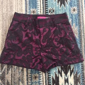 Alice + Olivia Paisley Purple Shorts