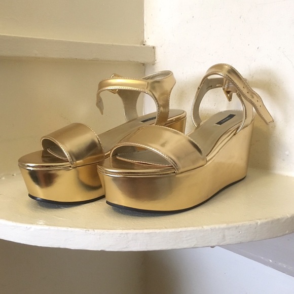 Gold Forever 21 Platform Sandal