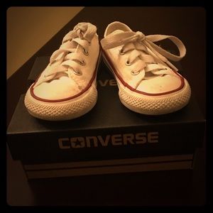 Toddler size 4 Converse in white.