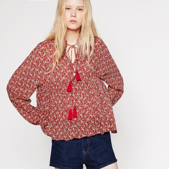 NWOT Zara red tunic blouse size small