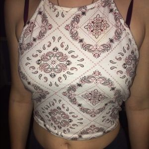 Printed Halter Crop Top