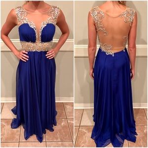 Rachel Allan Royal Blue with Sequin Evening Gown