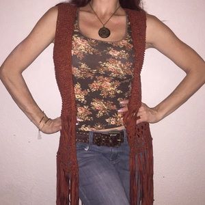 Brown floral tank