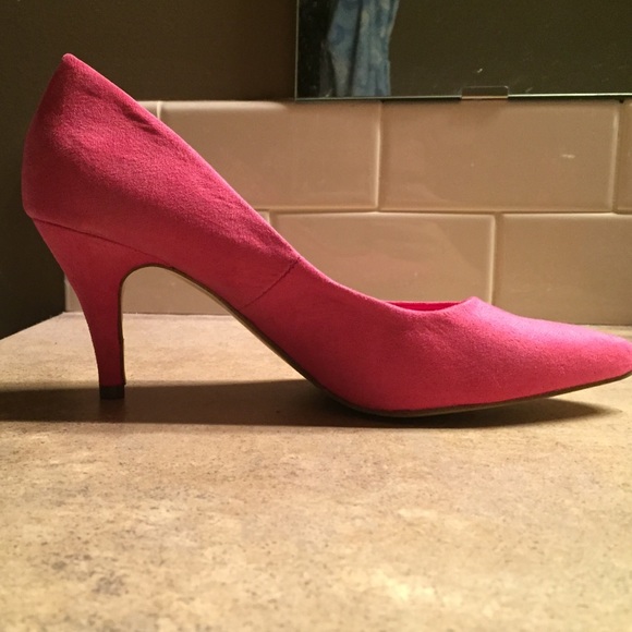 Pink Suede Kitten Heels