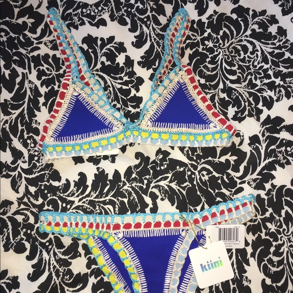 Kiini Tuesday Triangle & Bikini Blue Small NWT