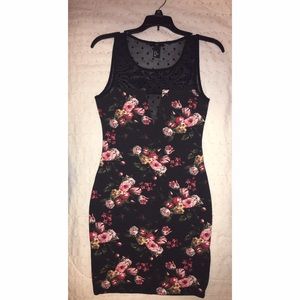 Floral dress with sheer top