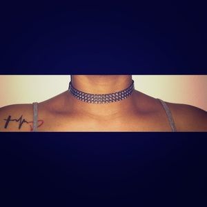 3 Row Black Bling Choker