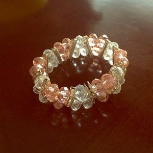 Crystal Bracelets with Pink & Clear White Crystals