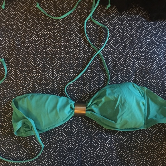 Teal bandeau top with halter string