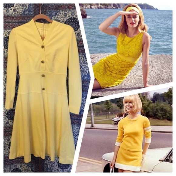 SOLD‼️🌞Vintage🌞 Mod Yellow Dress - Picture 2 of 3