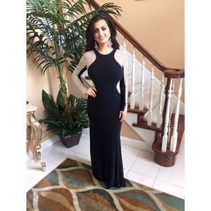Long sleeved black gown