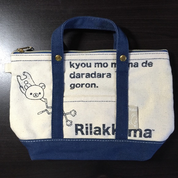 Rilakumma mini canvas tote makeup bag