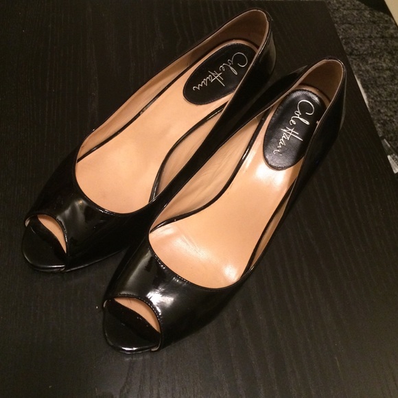 Cole Haan black peep toe pumps