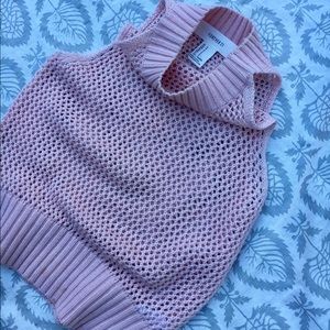 Pink knot crop racerfront top