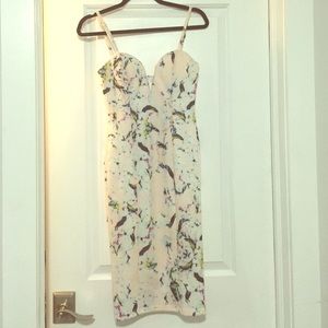 Cream (light blush) Floral Midi Dress