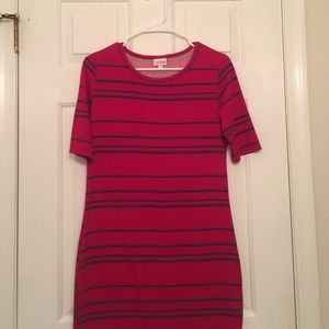 Lularoe red/navy striped Julia, worn once