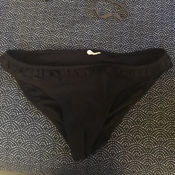 Black bikini bottom with ruffle detail