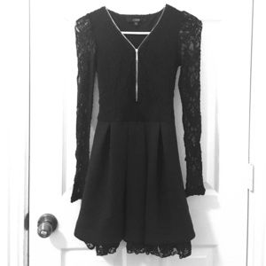 Guess Black Lace & Zipper Doll Dress