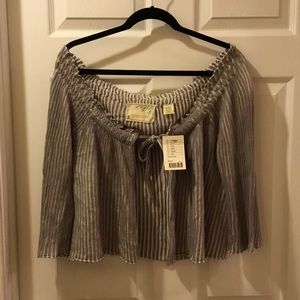 Anthropologie Striped Ribbed Knit Shrug Cardigan L