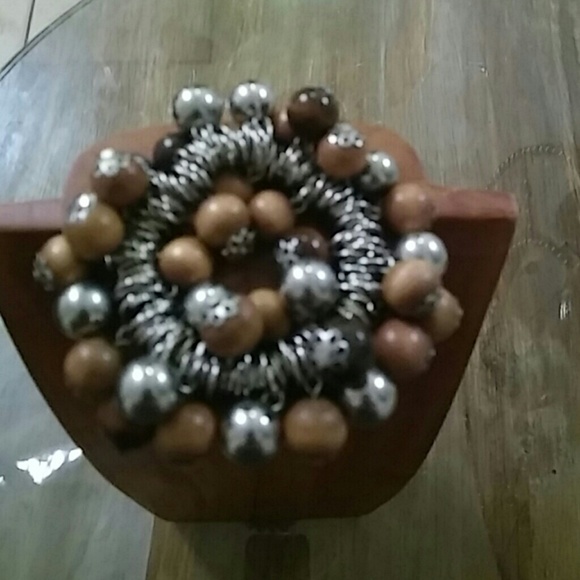 Wooden jeweled bracelet