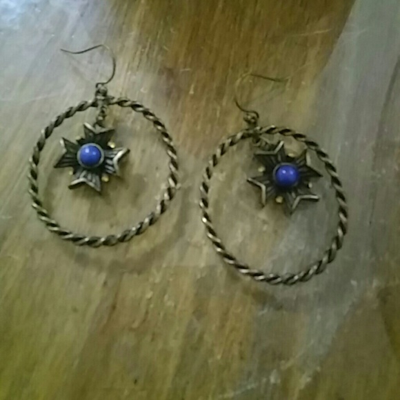 Copper star earrings