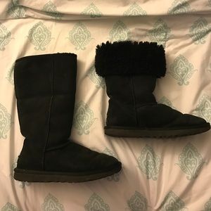 Women's Black Uggs, classic tall, size 8